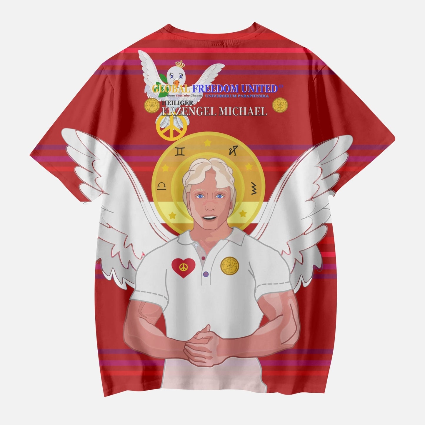 AOP Kids' Short T-Shirts GLOBAL FREEDOM UNITED ARCHANGEL MICHAEL GERMAN RED