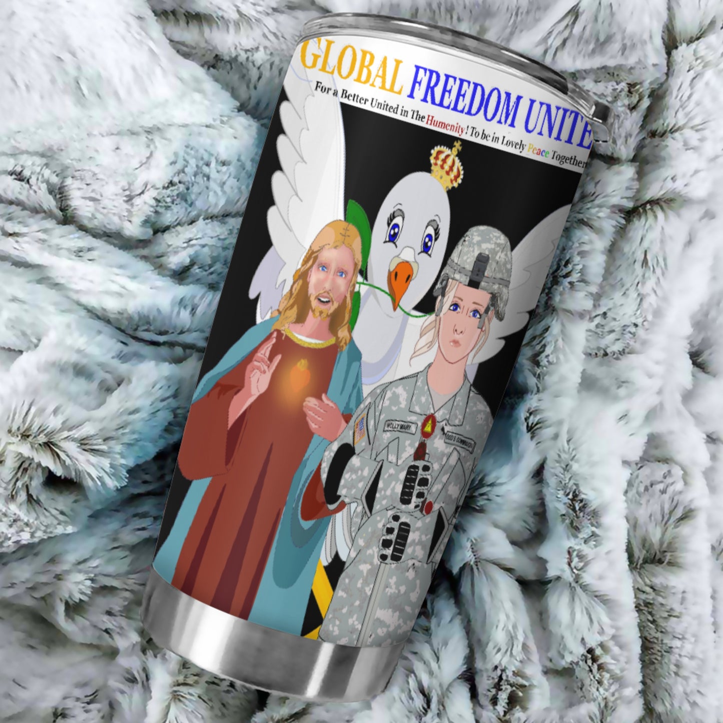 Tumbler GLOBAL FREEDOM UNITED© Jesus Christ For Fallen US American Soldiers Women Black