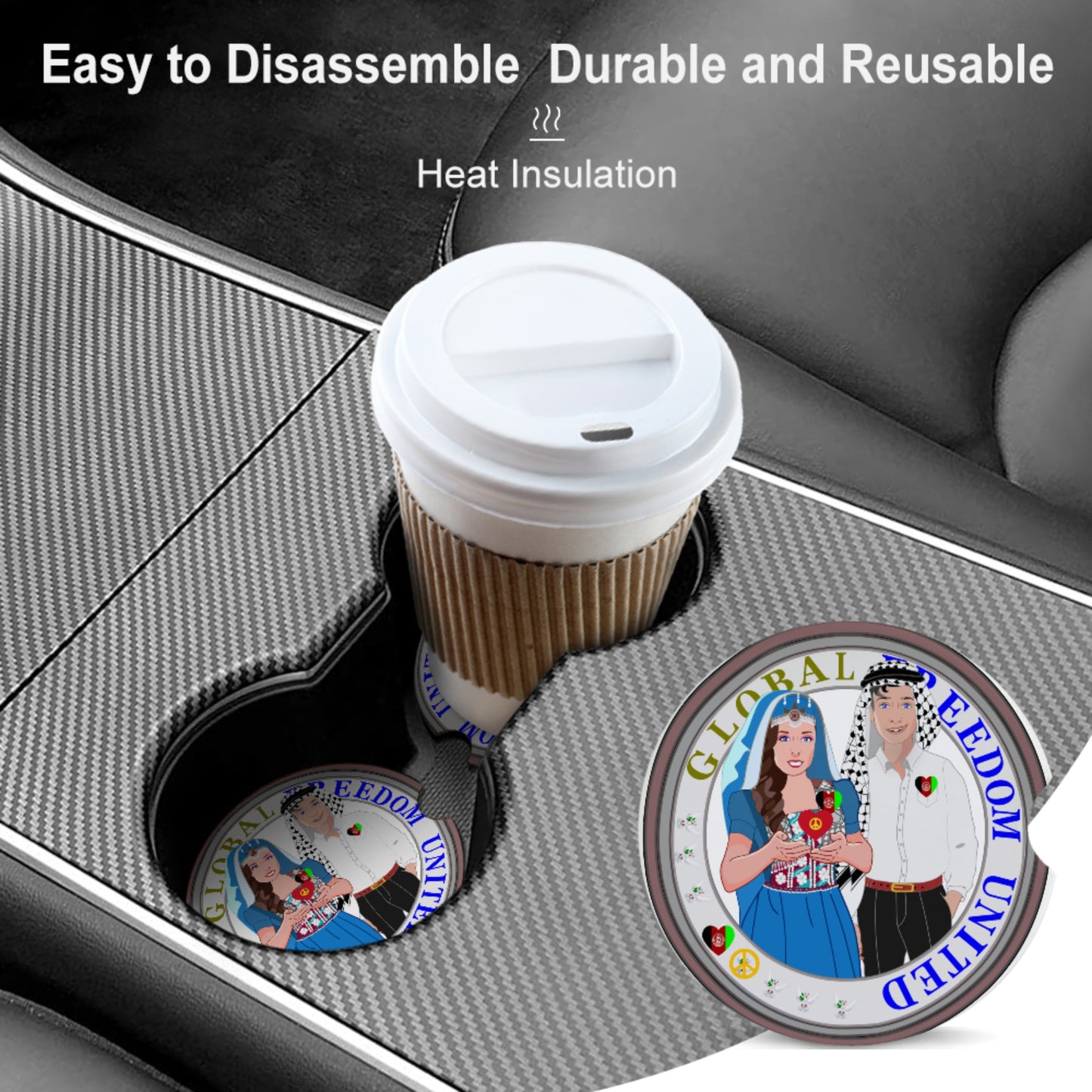 Ceramic Car Coasters Global Freedom United© Couple Afghanistan