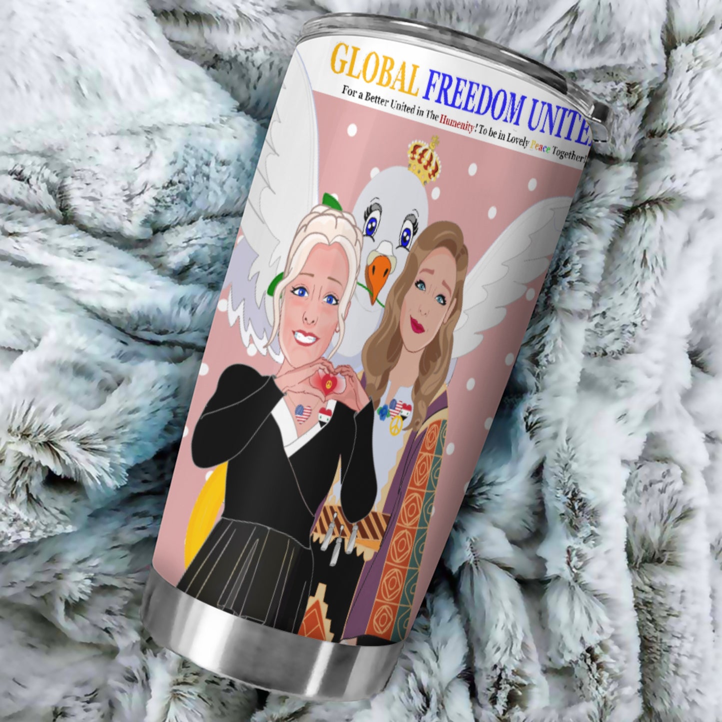 Tumbler GLOBAL FREEDOM UNITED© Women Syria & USA Pink