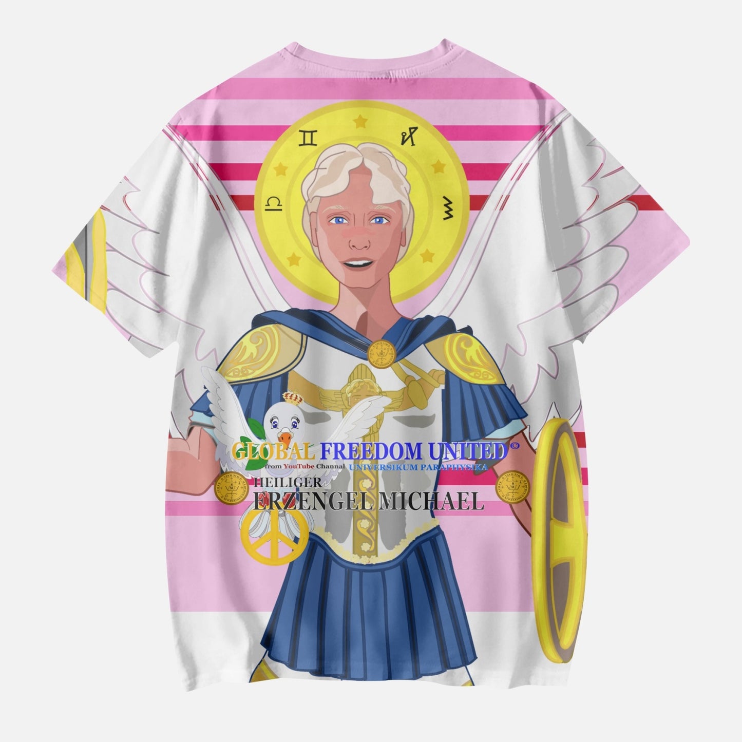 AOP Kids' Short T-Shirts GLOBAL FREEDOM UNITED ARCHANGEL MICHAEL GERMAN PINK 2