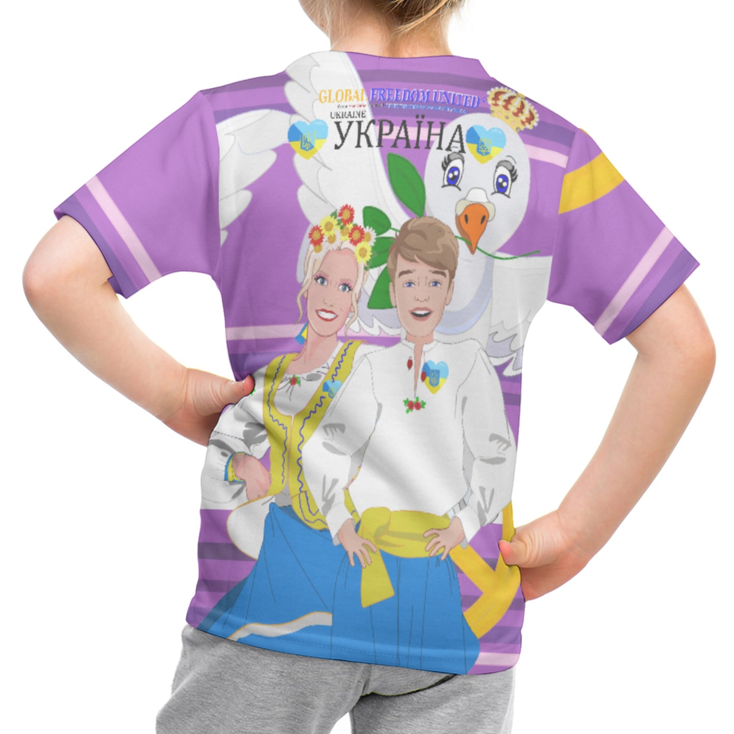 Kid´s T-shirt GLOBAL FREEDOM UNITED© Couple Ukrain Lilac