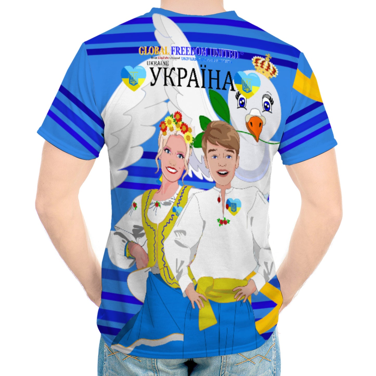 Women´s T-shirt GLOBAL FREEDOM UNITED© Couple Ukrain Deep Blue