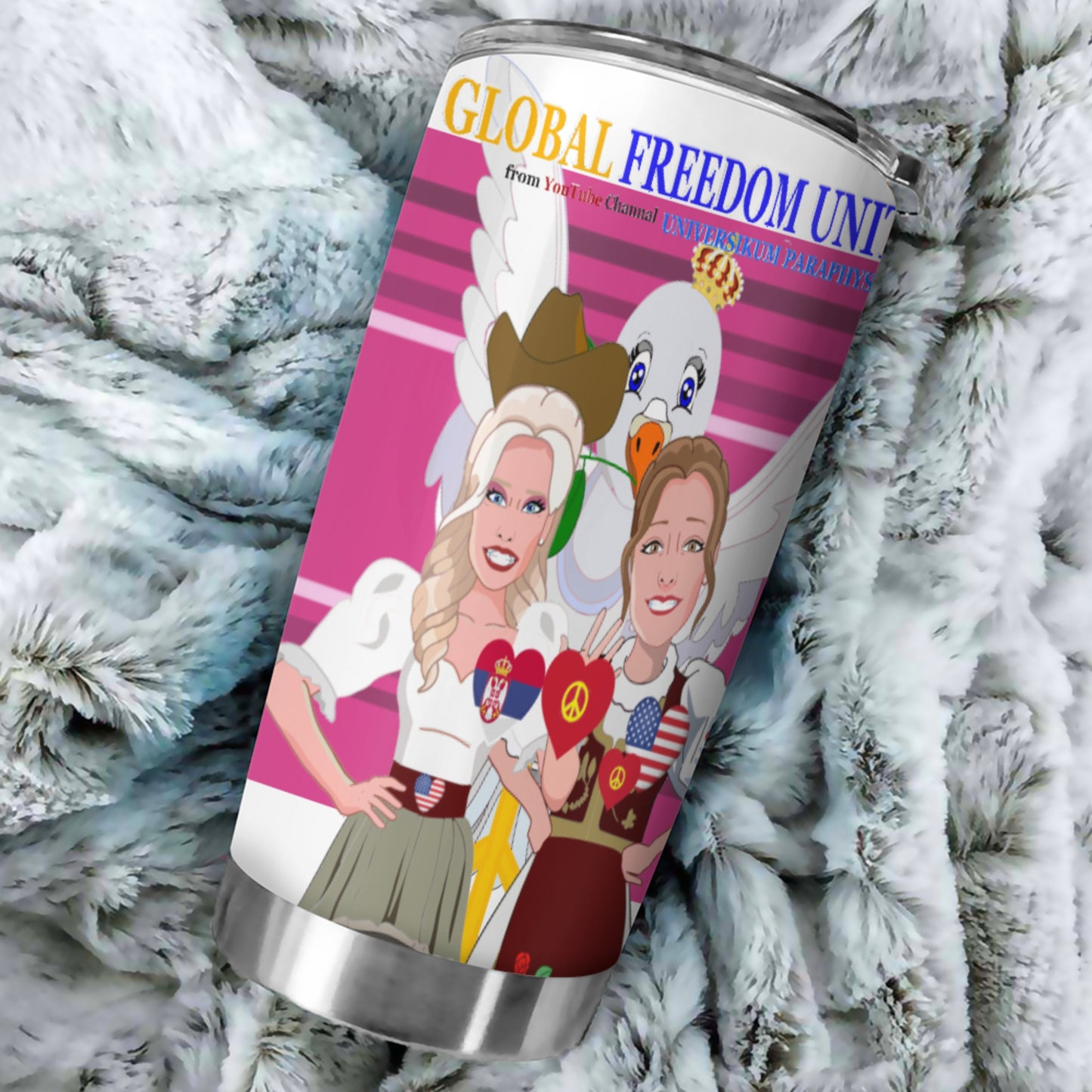 Tumbler GLOBAL FREEDOM UNITED© Women Serbia & USA Pink 2