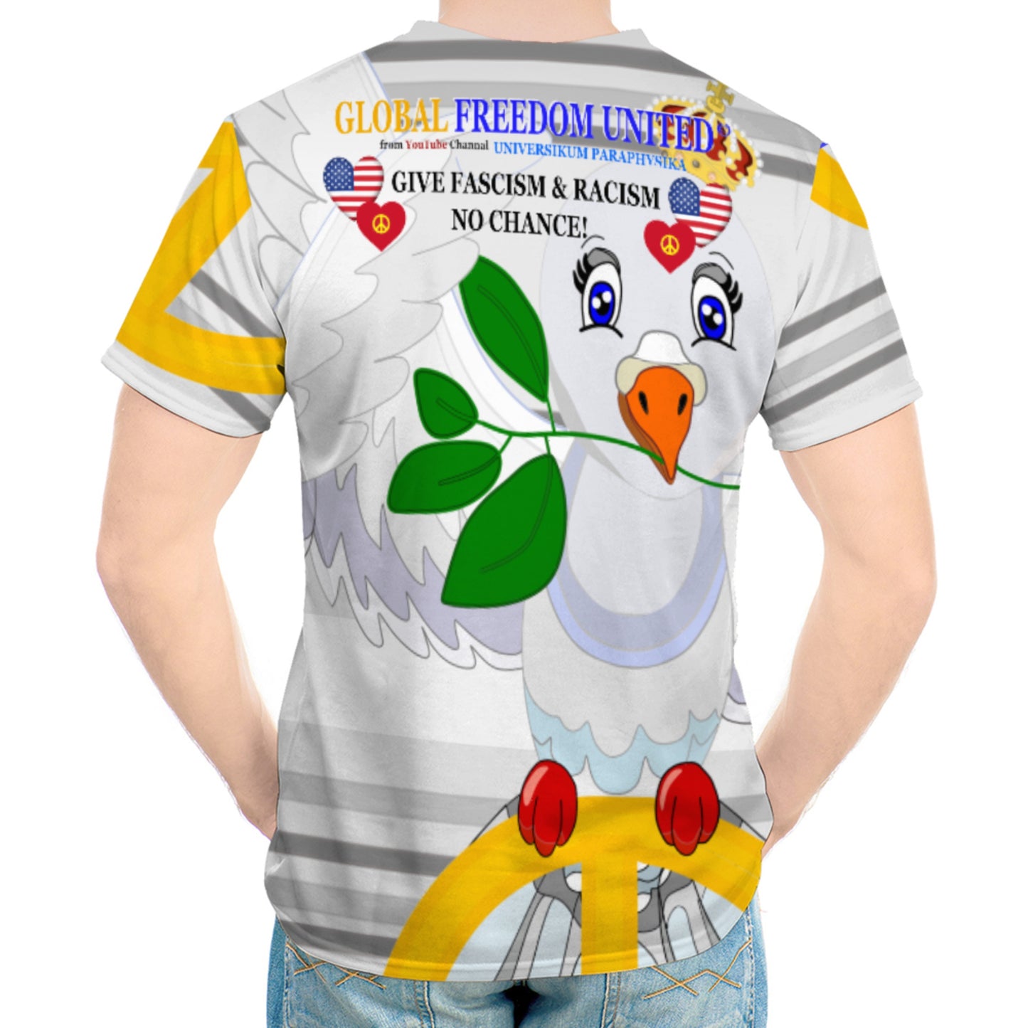 Men´s T-shirt GLOBAL FREEDOM UNITED© Anti Racism & Fascism USA Grey