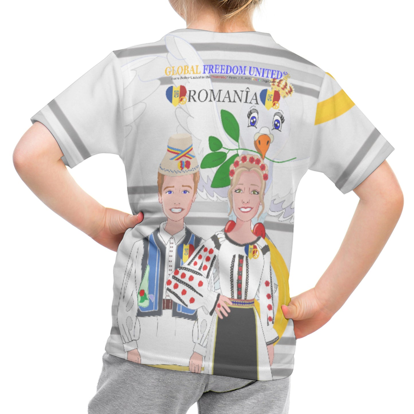 Kid´s T-shirt GLOBAL FREEDOM UNITED© Couple Romania Grey