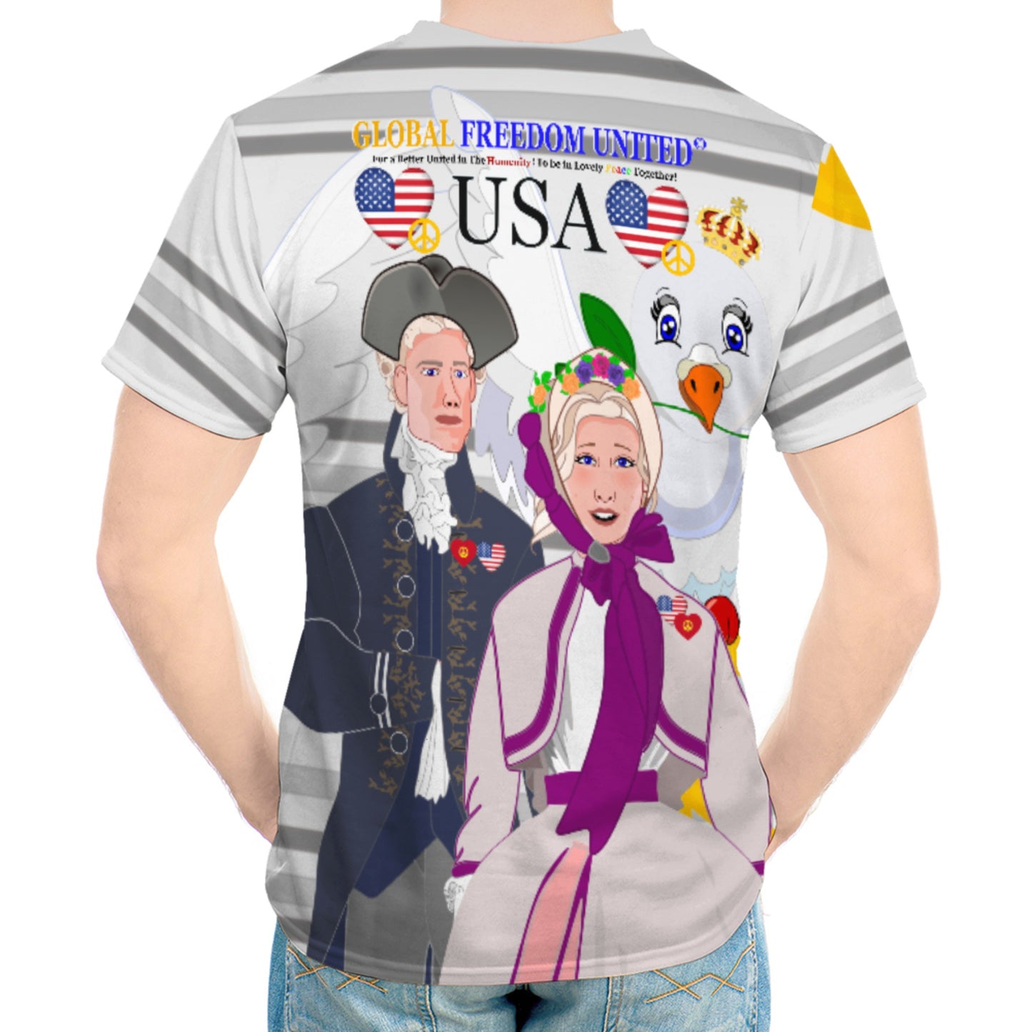 Men´s T-shirt GLOBAL FREEDOM UNITED© Couple USA V3 Grey