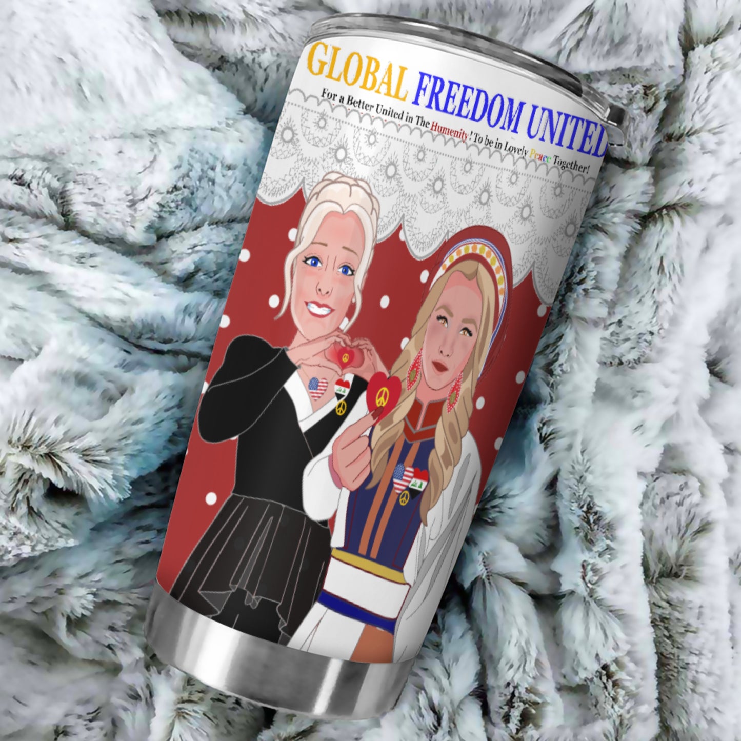 Tumbler GLOBAL FREEDOM UNITED© Women Iraq & USA Red