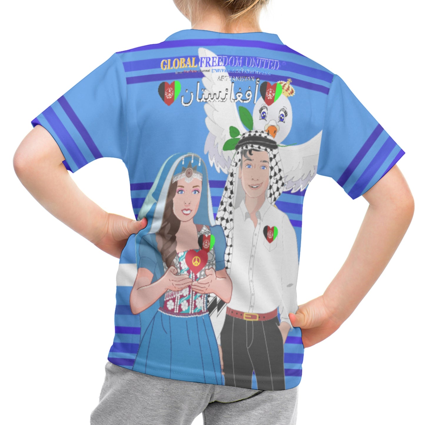 Kid´s T-shirt GLOBAL FREEDOM UNITED© Couple Afghanistan Deep Blue