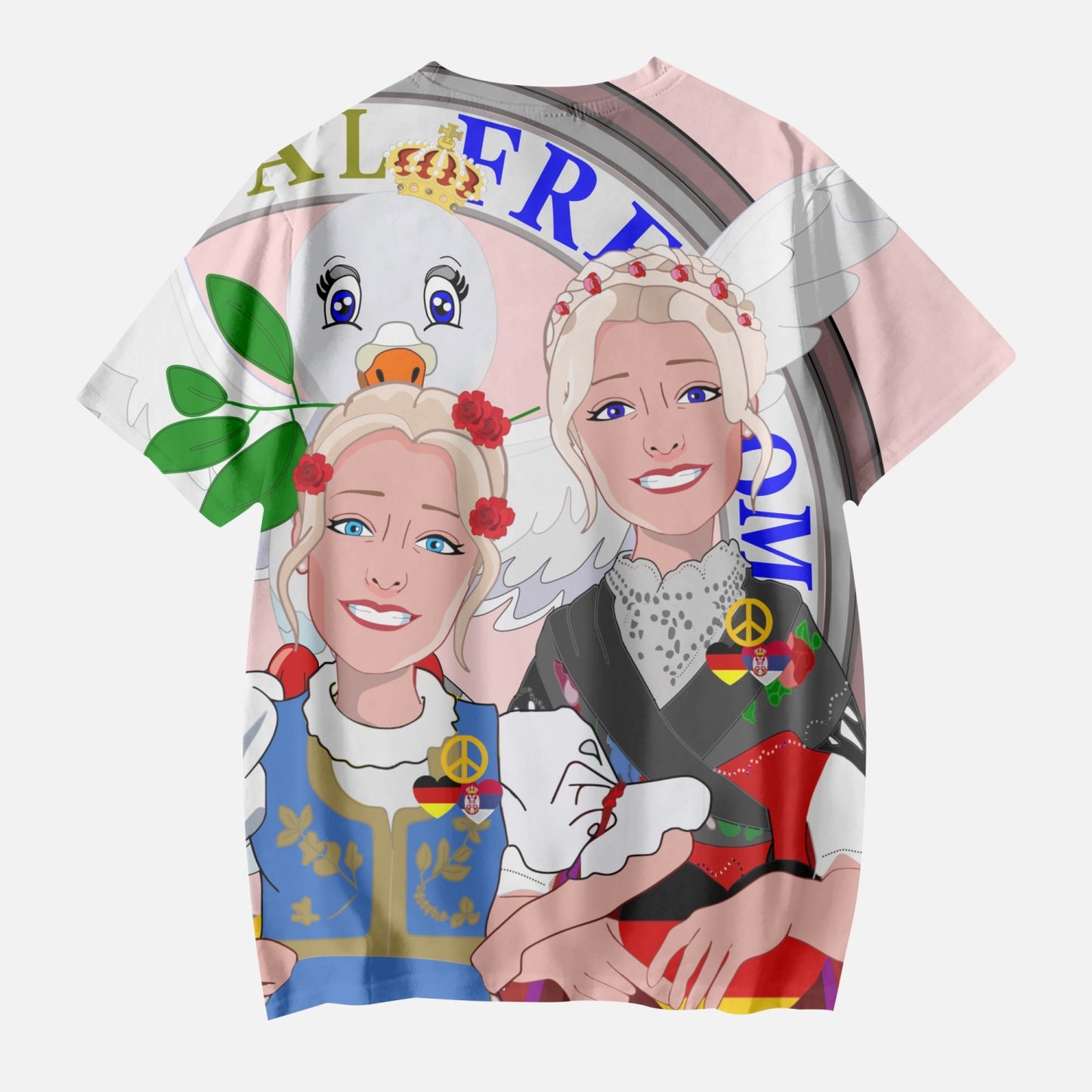 Kids' Short T-Shirts GLOBAL FREEDOM UNITED© GIRL SERBIA & GERMANY PINK