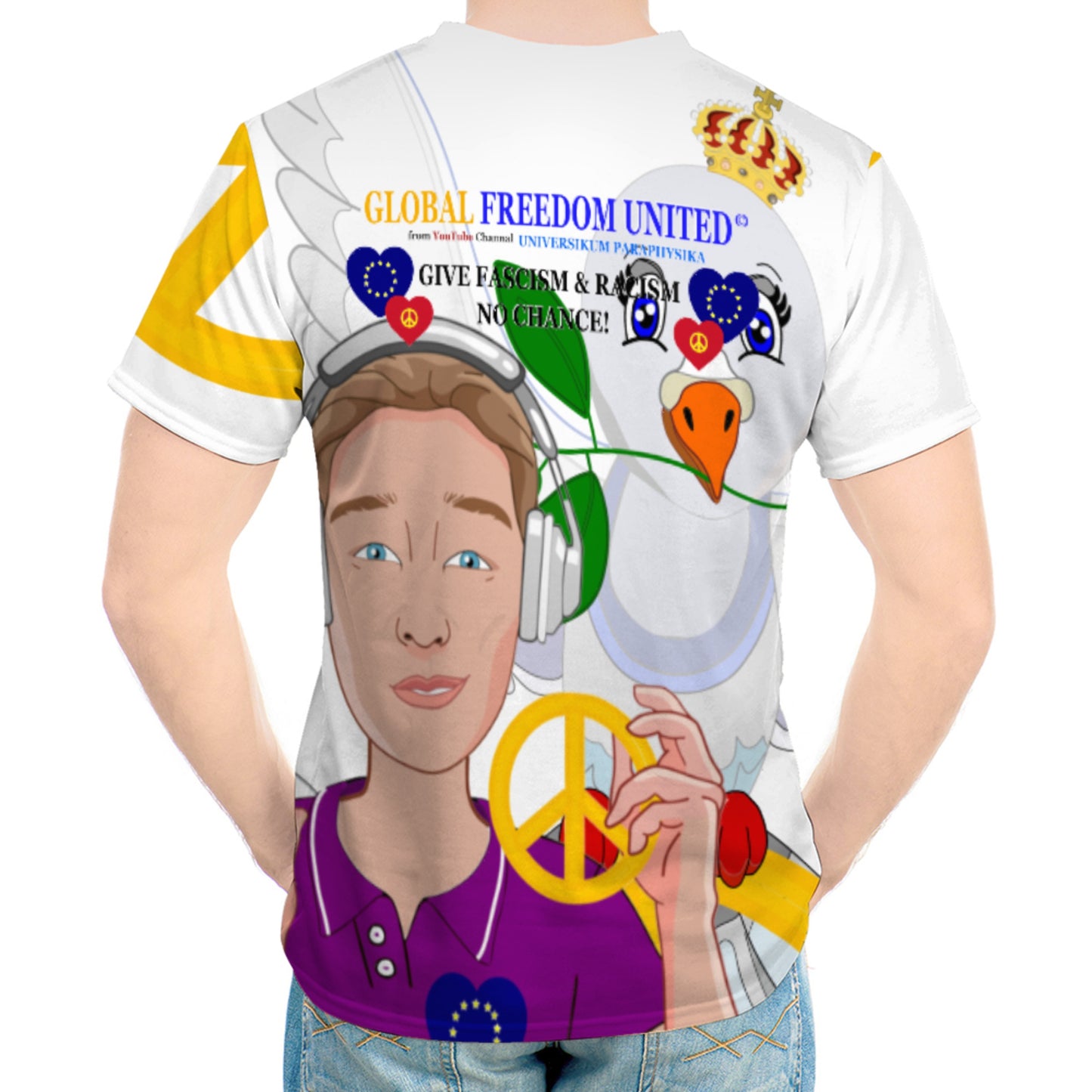 Men´s T-shirt GLOBAL FREEDOM UNITED© Men Anti Racism & Fascism Big2