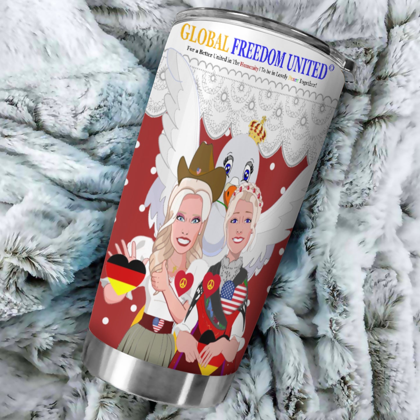 Tumbler GLOBAL FREEDOM UNITED© Women Germany & USA Red