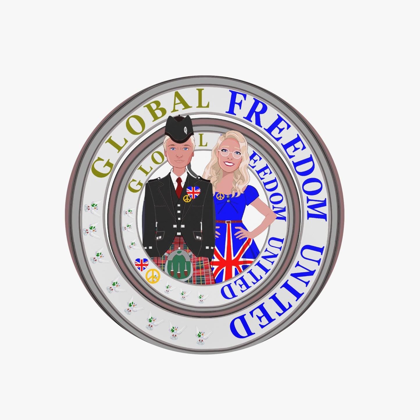 GLOBAL FREEDOM UNITED© Couple England Magnetic Collapsible Grip And Stand