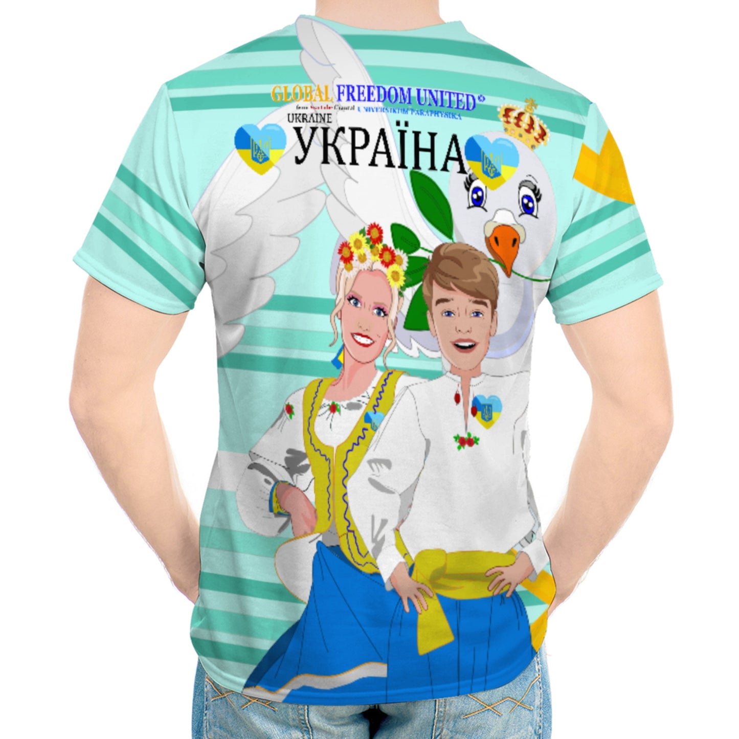 Women´s T-shirt GLOBAL FREEDOM UNITED© Couple Ukrain Light Green