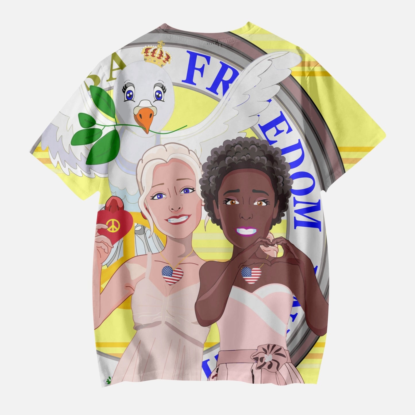 Kids' Short T-Shirts GLOBAL FREEDOM UNITED ANTI FASHISM & RACISM GIRL YELLOW