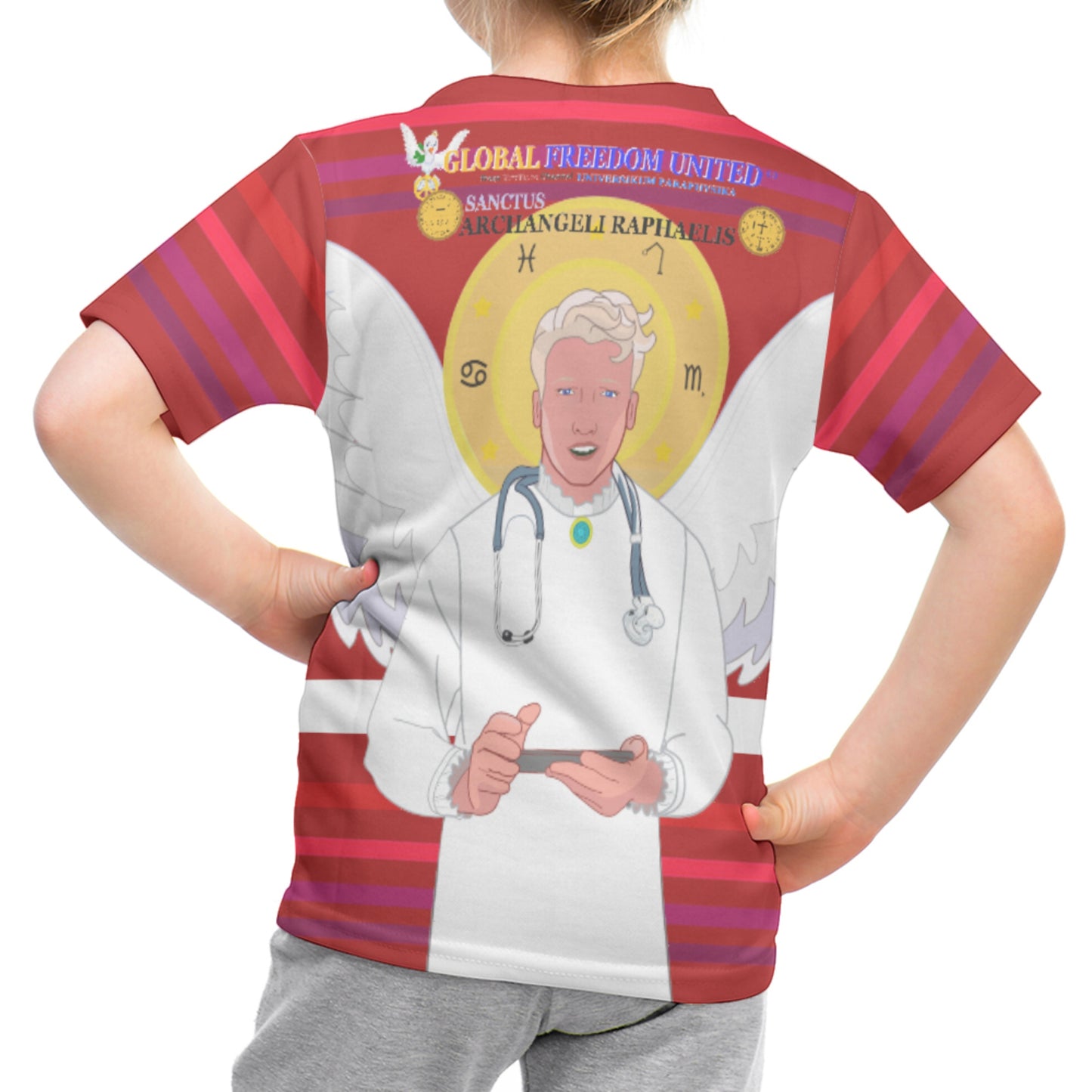 Kid´s T-shirt Global Freedom United© Archangel Rafael Old Latin Red