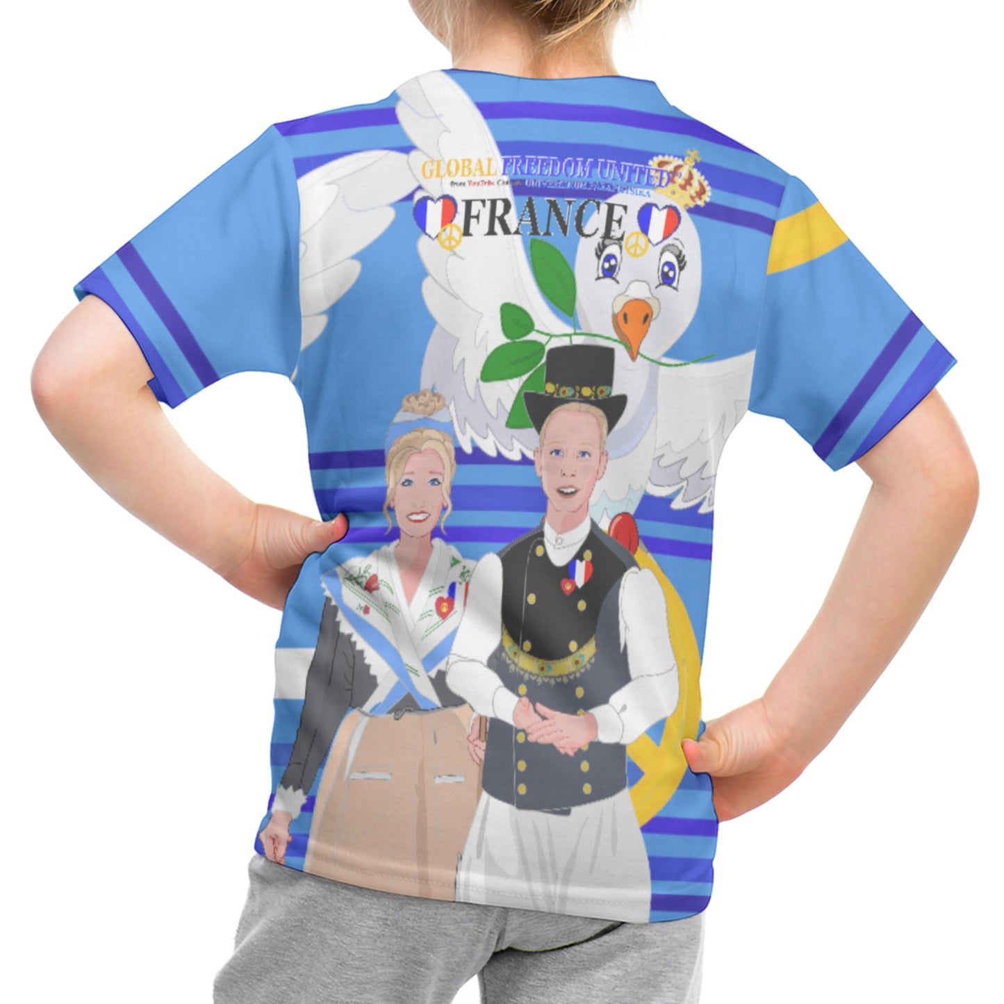 Kit´s T-shirt GLOBAL FREEDOM UNITED© Couple French Blue