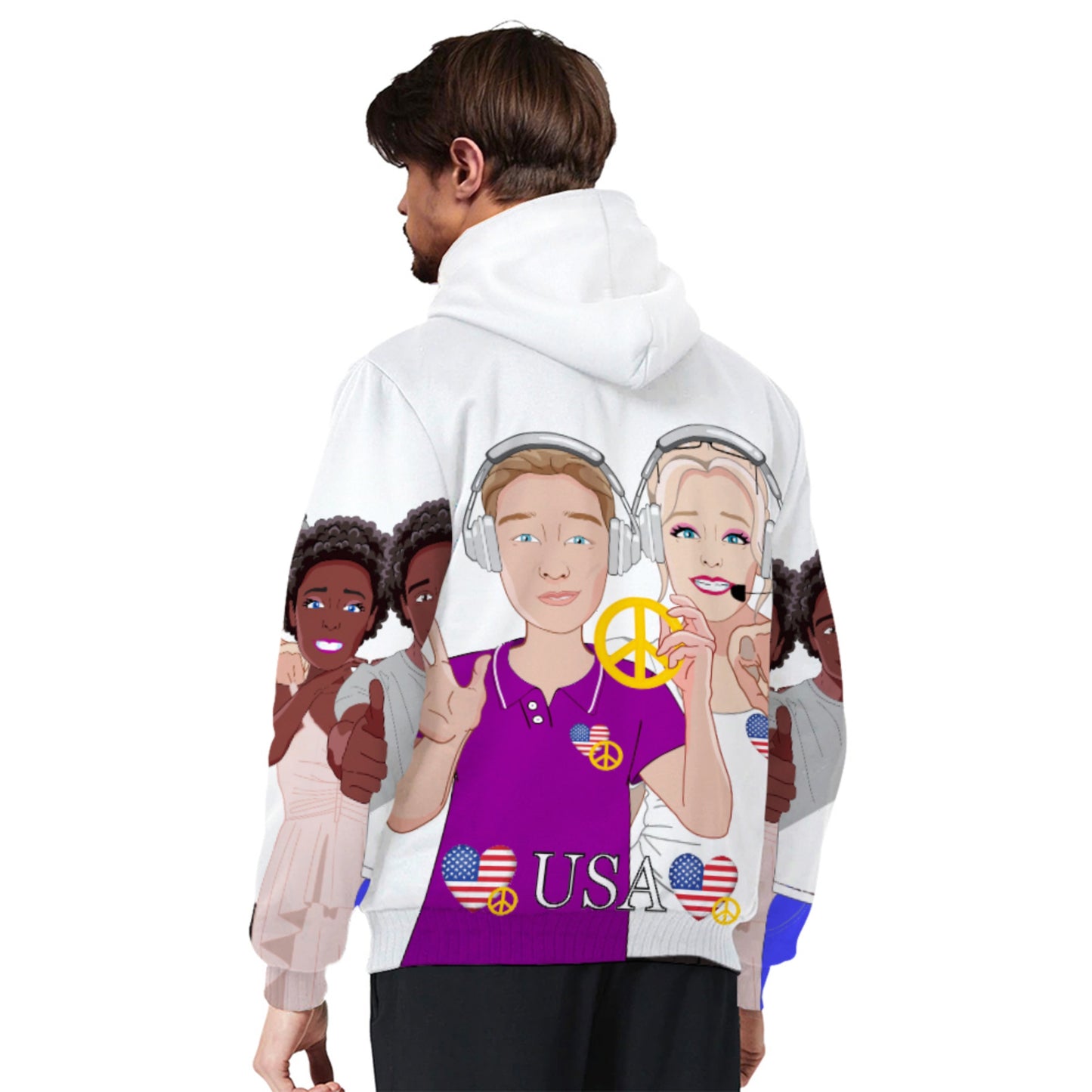 Plush Hoodie GLOBAL FREEDOM UNITED© Couple USA Big Edition