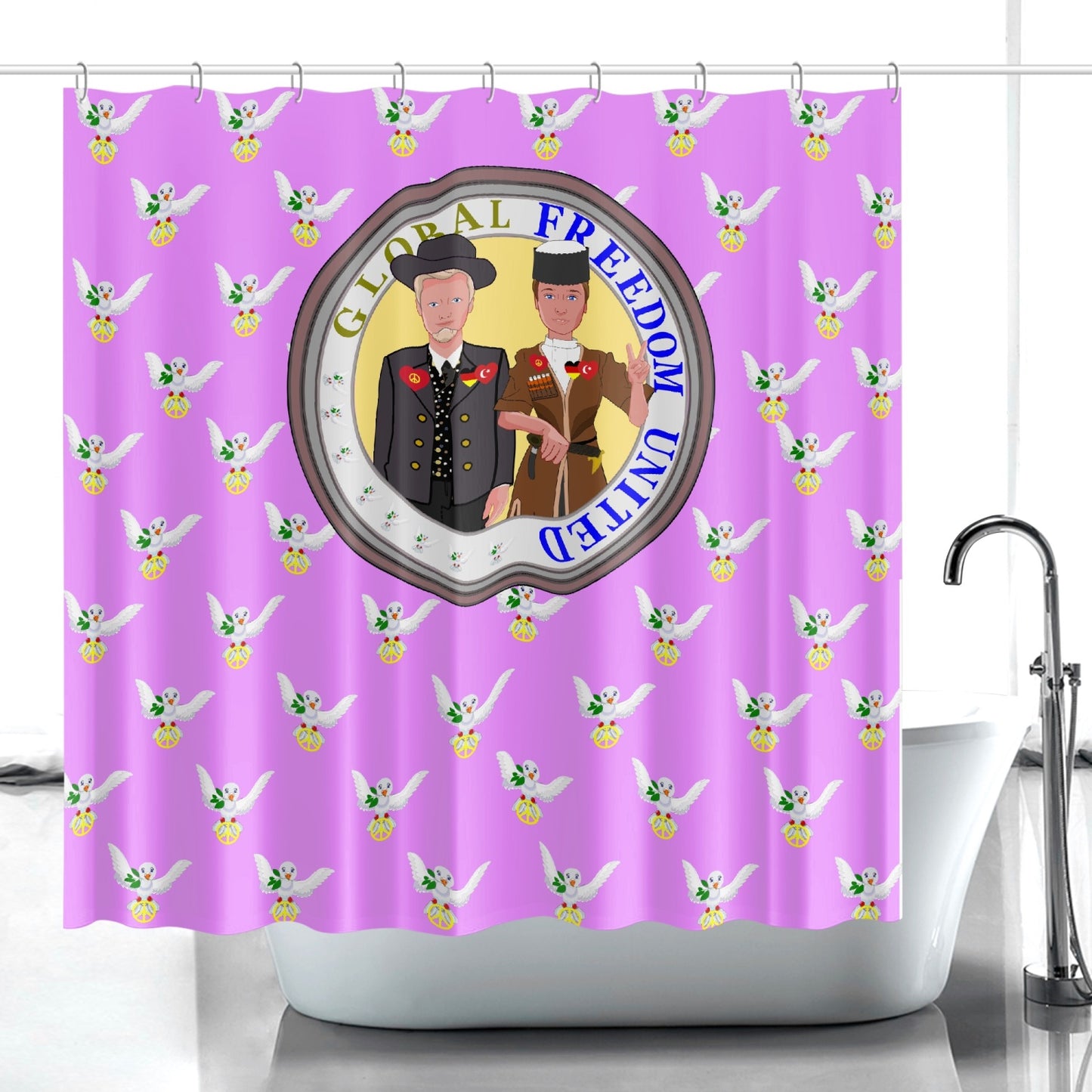 GLOBAL FREEDOM UNITED MEN TURKEY & GERMANY OLD PEACE VIOLET Quick-drying Shower Curtain171. Quick-drying Shower Curtain