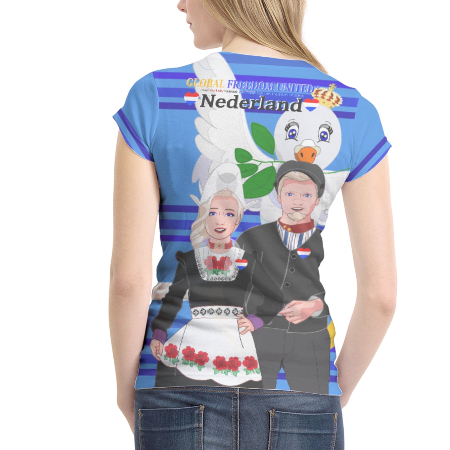 Women´s T-shirt 1 GLOBAL FREEDOM UNITED© Couple Nederland Deep Blue