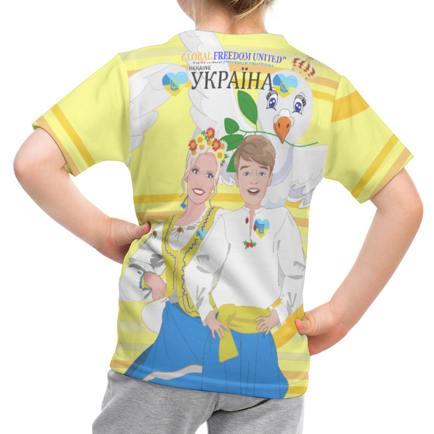 Kid´s T-shirt GLOBAL FREEDOM UNITED© Couple Ukrain Yellow