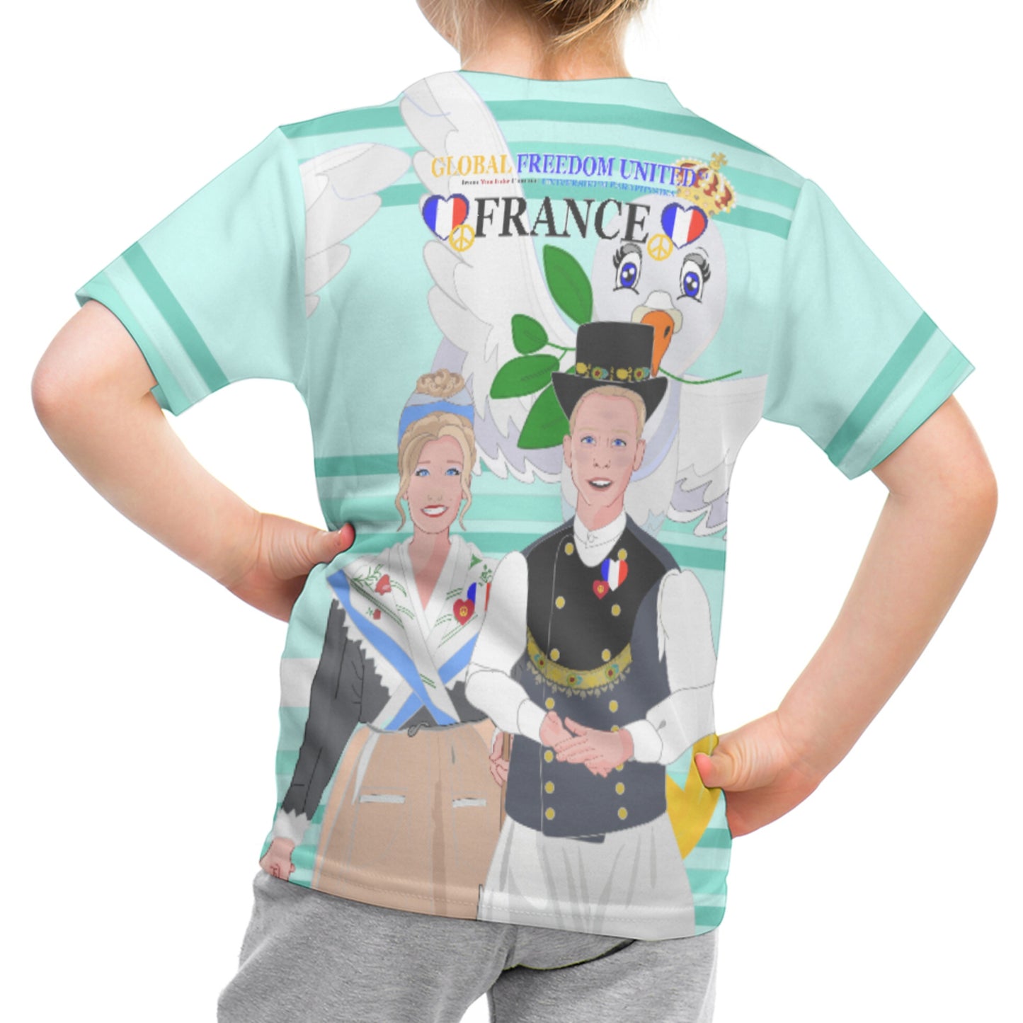 Kit´s T-shirt GLOBAL FREEDOM UNITED© Couple French Light Green