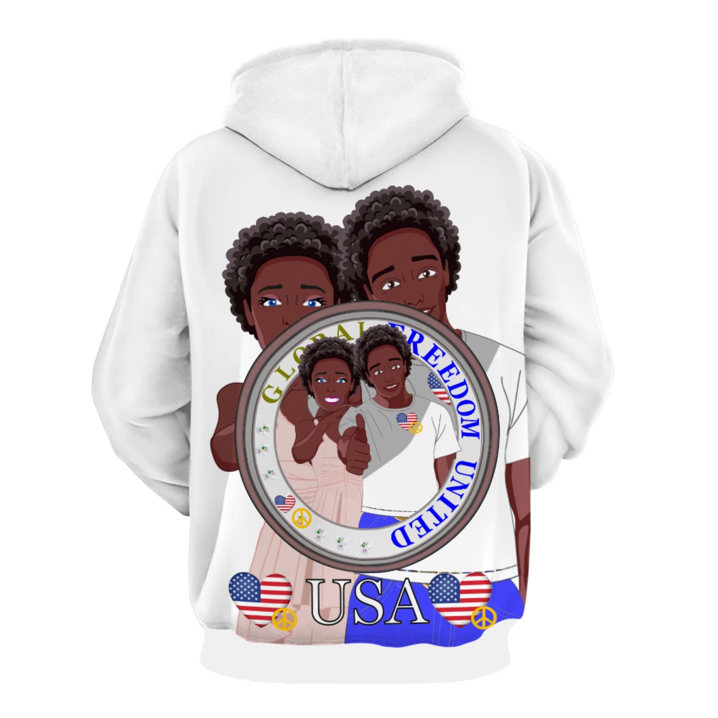 Hoodie GLOBAL FREEDOM UNITED© Couple USA Afro American