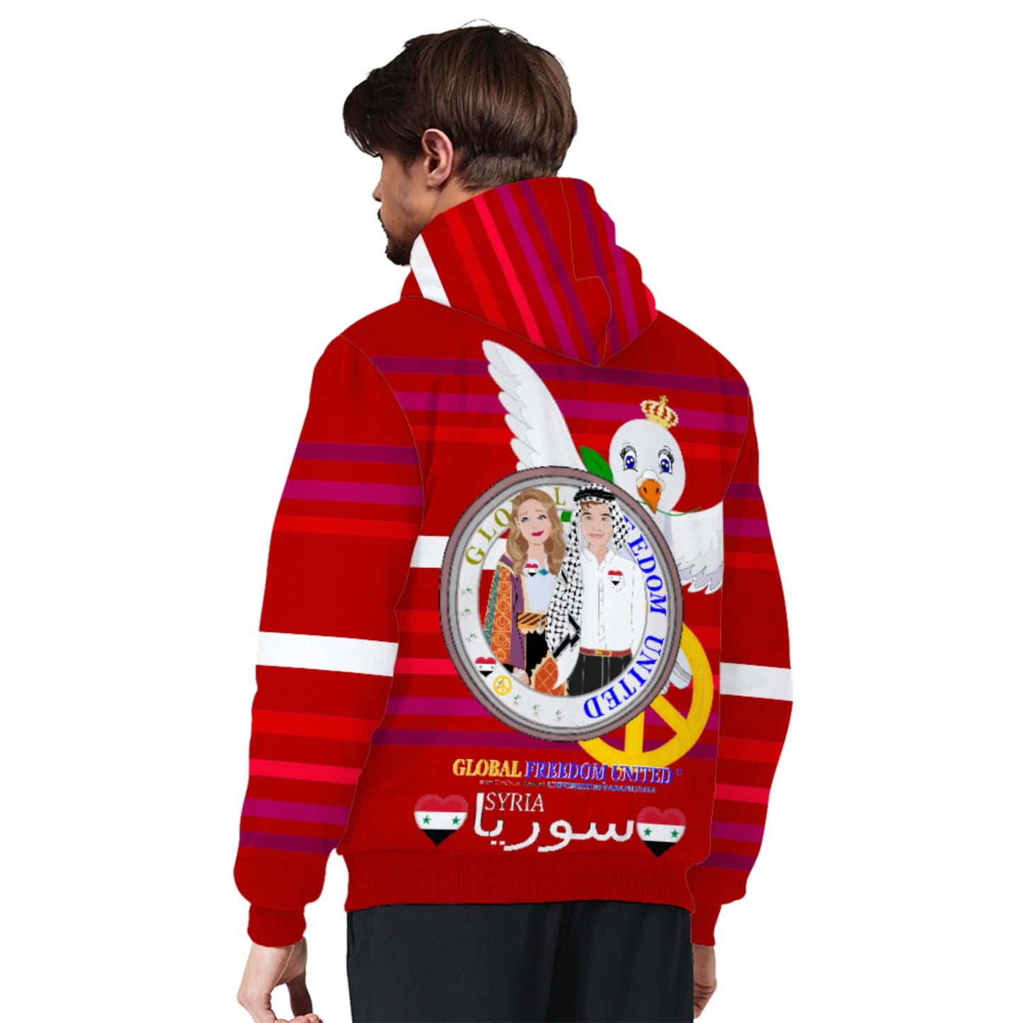 Plush Hoodie GLOBAL FREEDOM UNITED© Couple Syria Red
