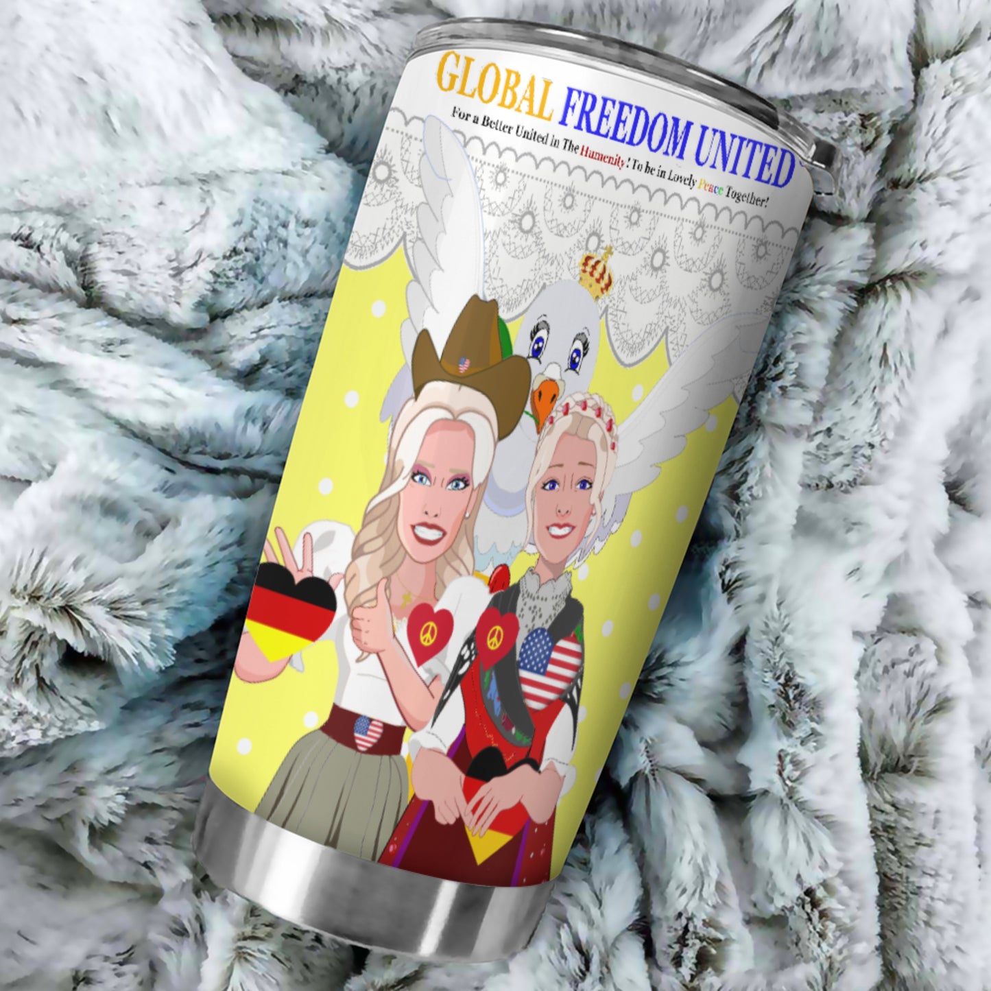 Tumbler GLOBAL FREEDOM UNITED© Women Germany & USA Yellow
