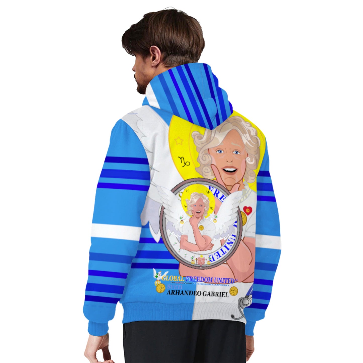 Plush Hoodie GLOBAL FREEDOM UNITED© Archangel Gabriel Croatia Deep Blue