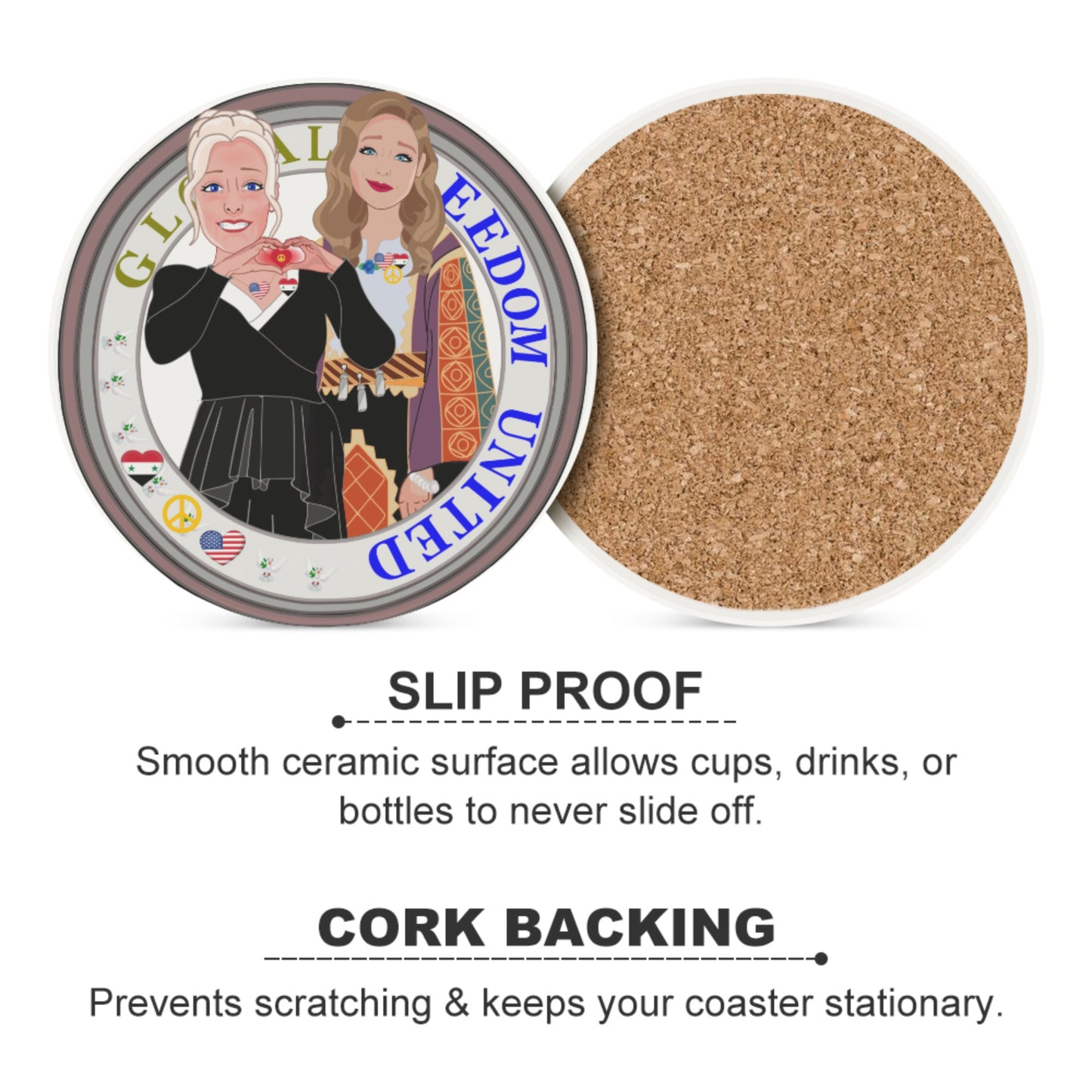 Ceramic Coasters Global Freedom United© Women Syria & Usa