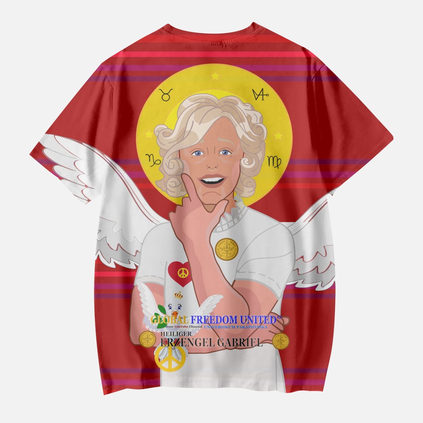 AOP Kids' Short T-Shirts GLOBAL FREEDOM UNITED© ARCHANGEL GABRIEL GERMAN RED