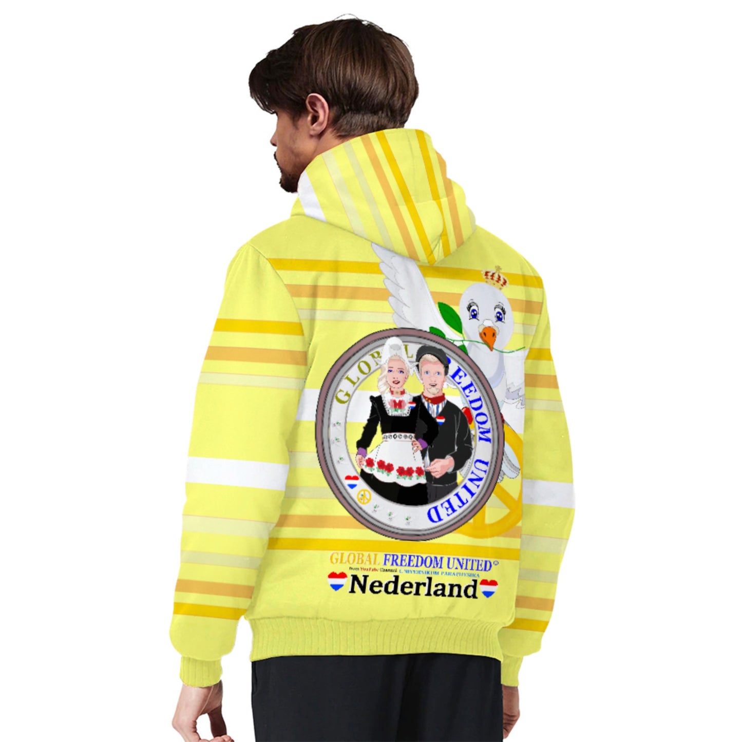 Plush Hoodie GLOBAL FREEDOM UNITED© Couple Nederland Yellow