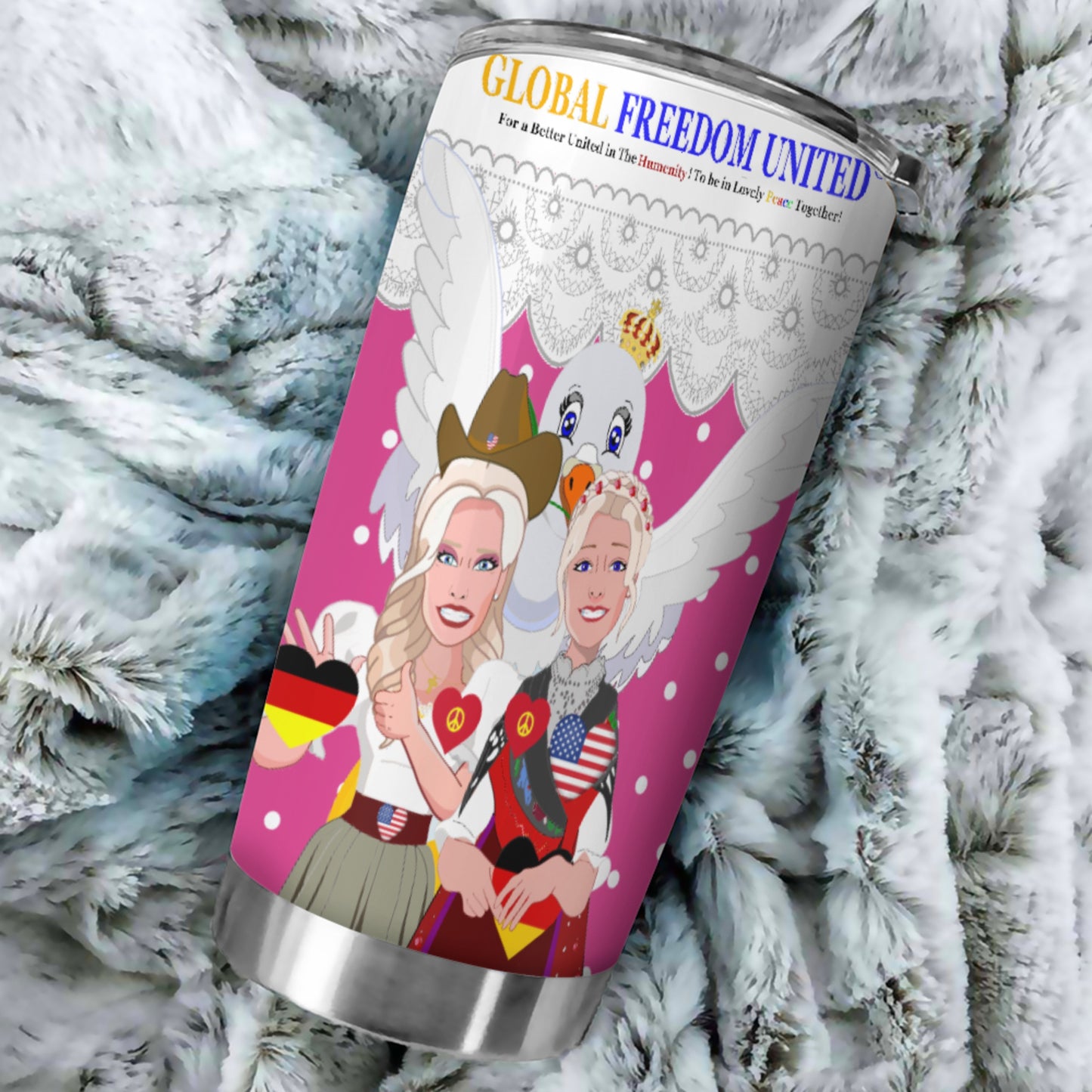 Tumbler GLOBAL FREEDOM UNITED© Women Germany & USA Pink2