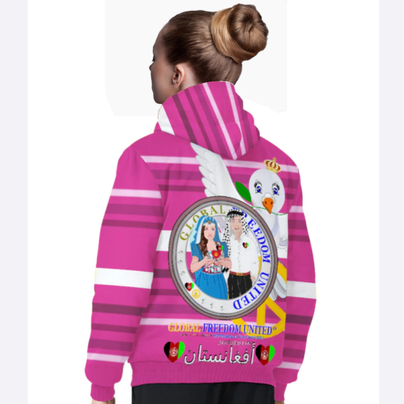 Plush Hoodie GLOBAL FREEDOM UNITED© Couple Afghanistan Pink 2