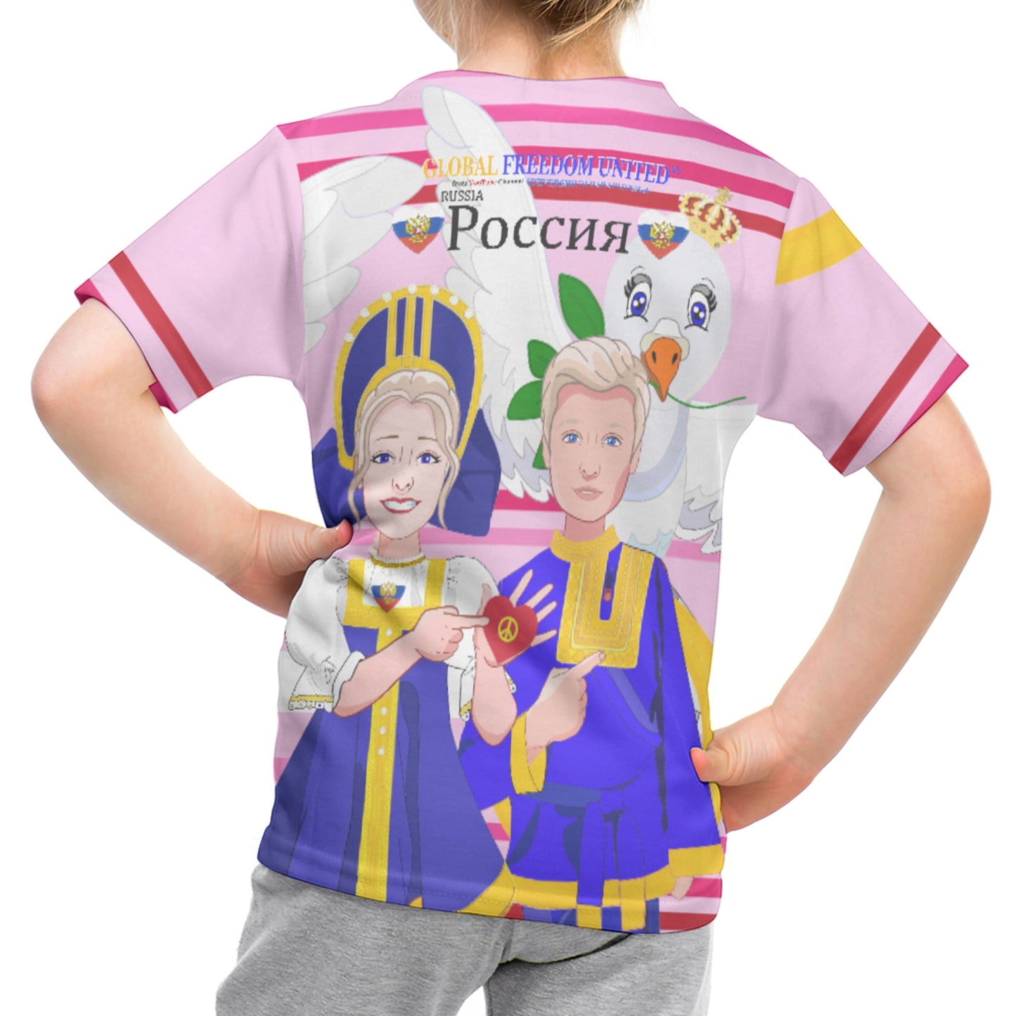 Kid´s T-shirt GLOBAL FREEDOM UNITED© Couple Russia Pink1
