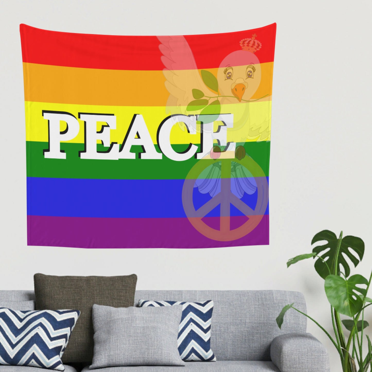 Tapestry GLOBAL FREEDOM UNITED© Peace Flagg With Dove