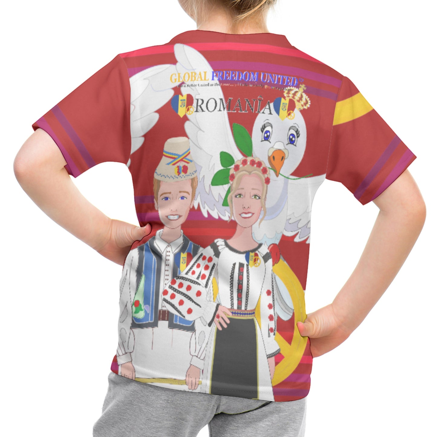 Kid´s T-shirt GLOBAL FREEDOM UNITED© Couple Romania Red