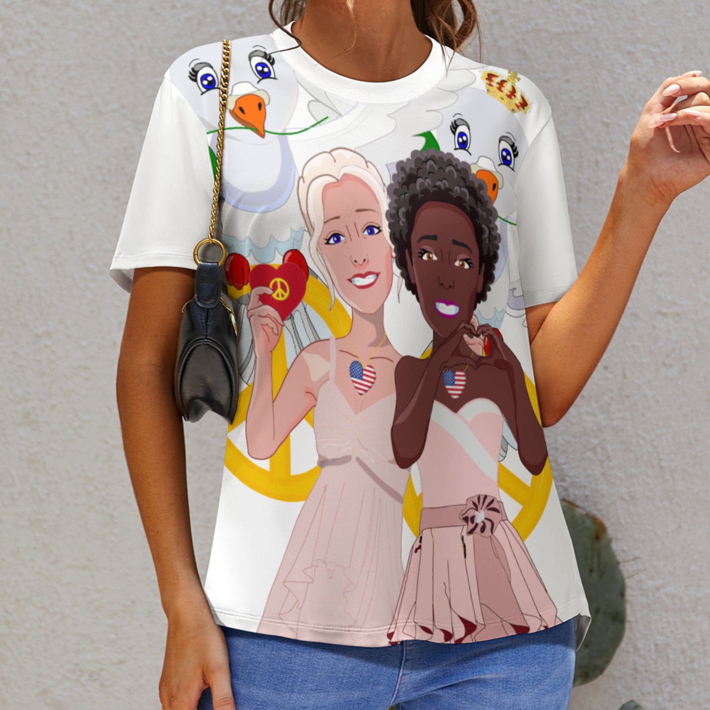 Women´s T-shirt 2 GLOBAL FREEDOM UNITED© Women Anti Racism & Fascism USA Big