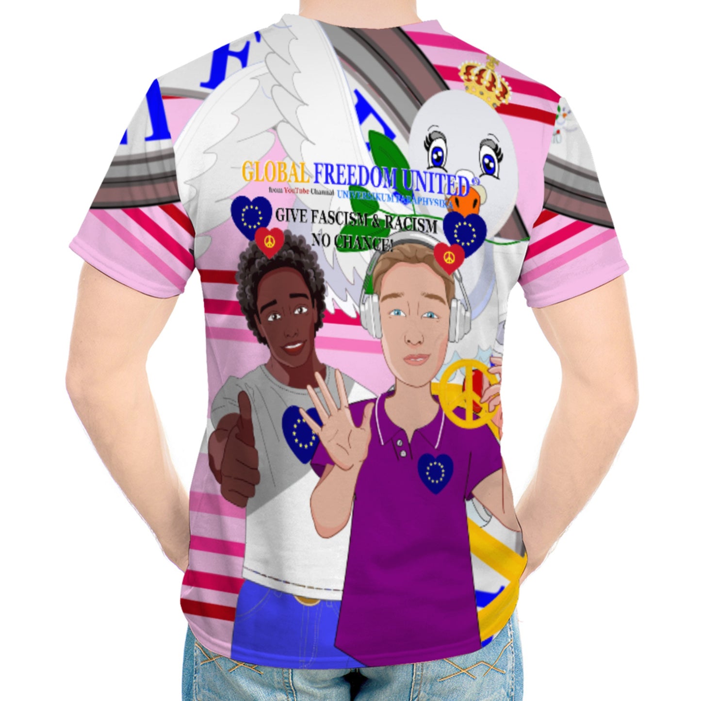 Men´s T-shirt GLOBAL FREEDOM UNITED© Men Anti Racism & Fascism Pink