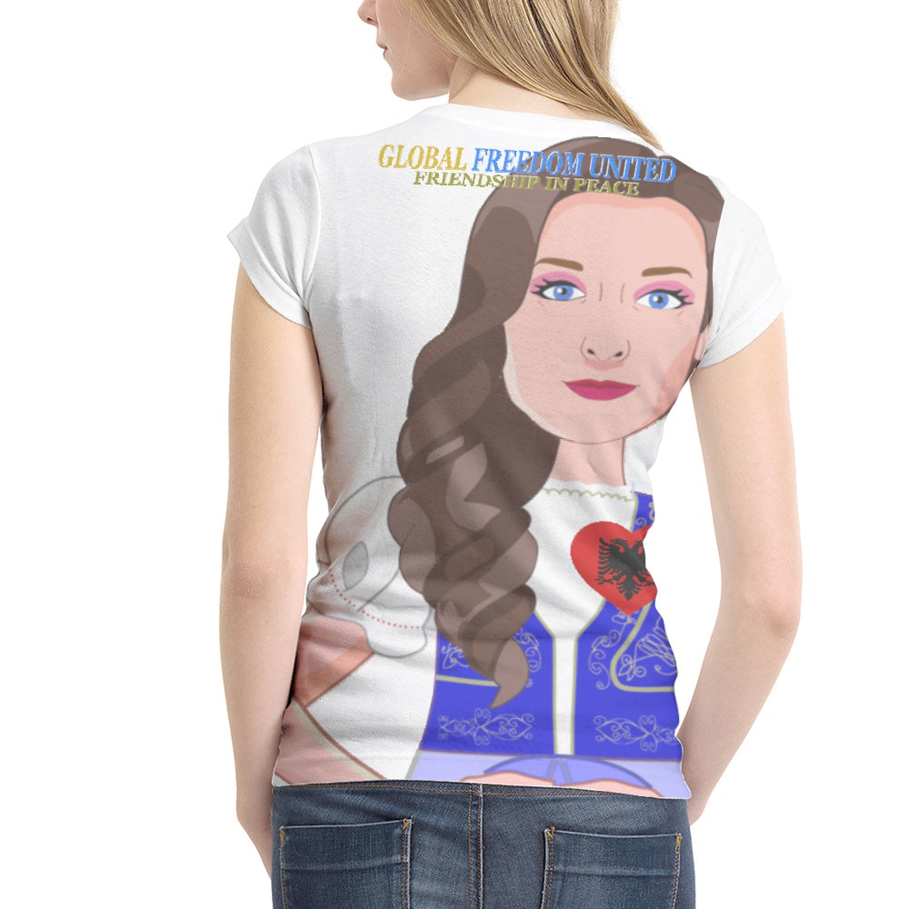 Women´s T-shirt GLOBAL FREEDOM UNITED© Couple Albania Version 2