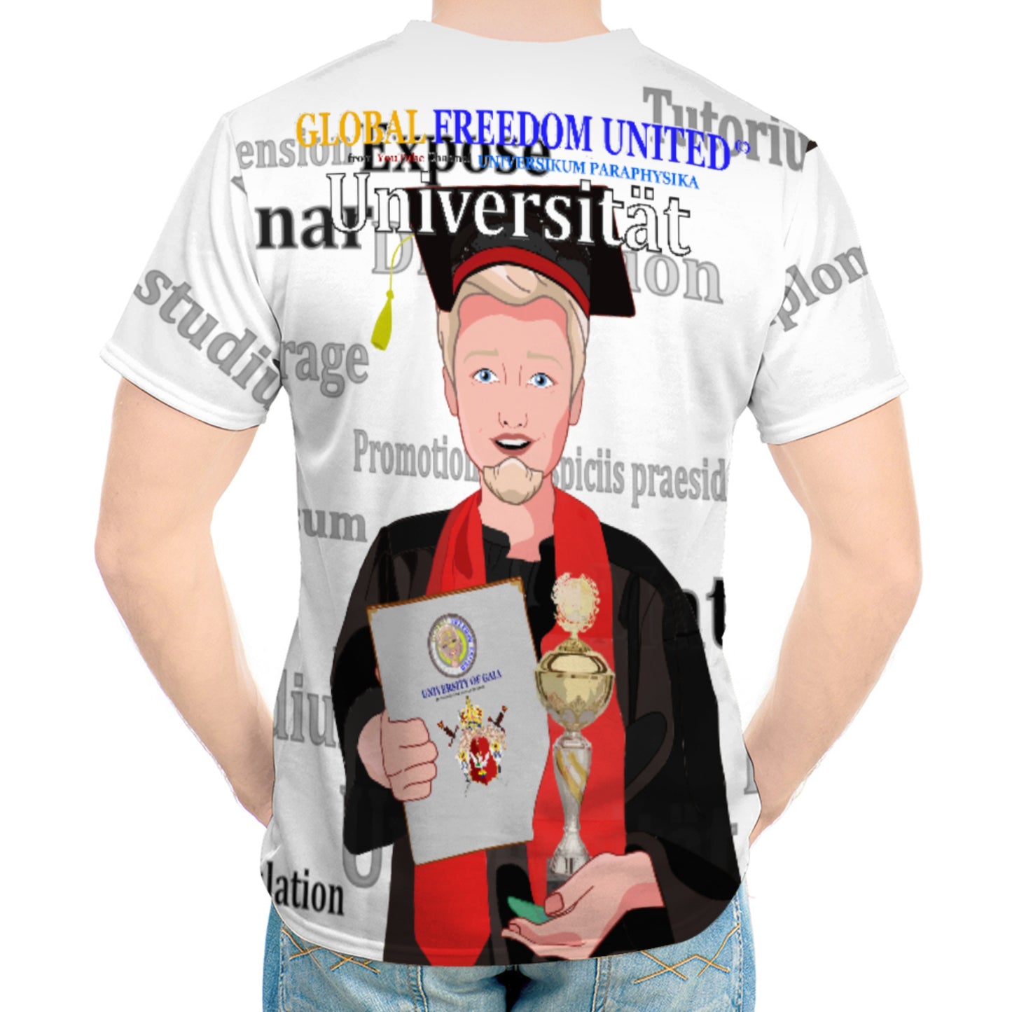 Men´s T-shirt Global Freedom United Student Gold Place Blond Men Red