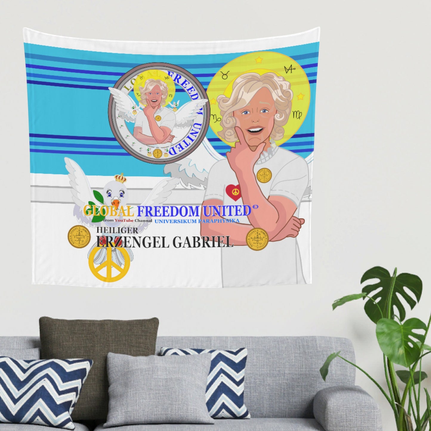 Tapestry GLOBAL FREEDOM UNITED© Archangel Gabriel German Blue