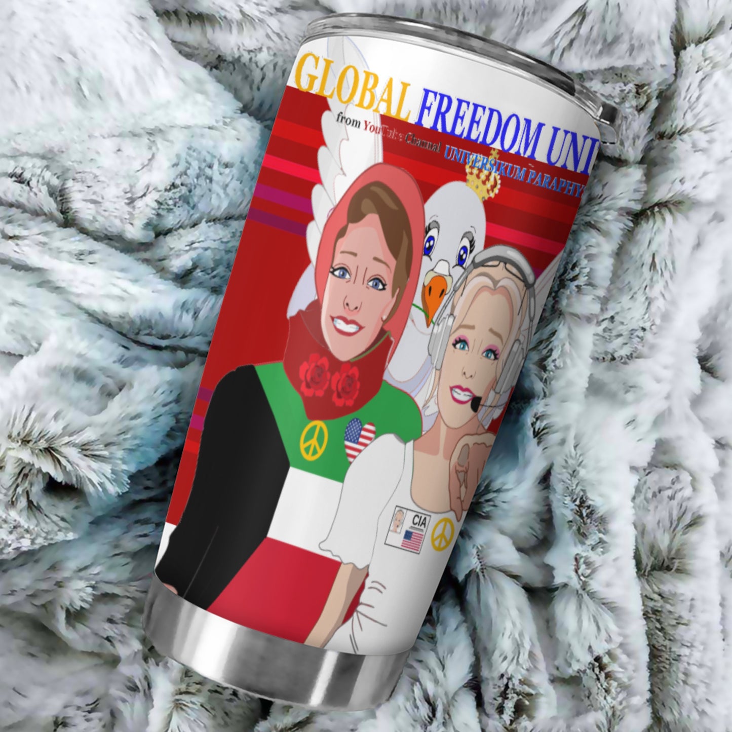 Tumbler Global Freedom United Women Kuwait & Usa Old Peace Red