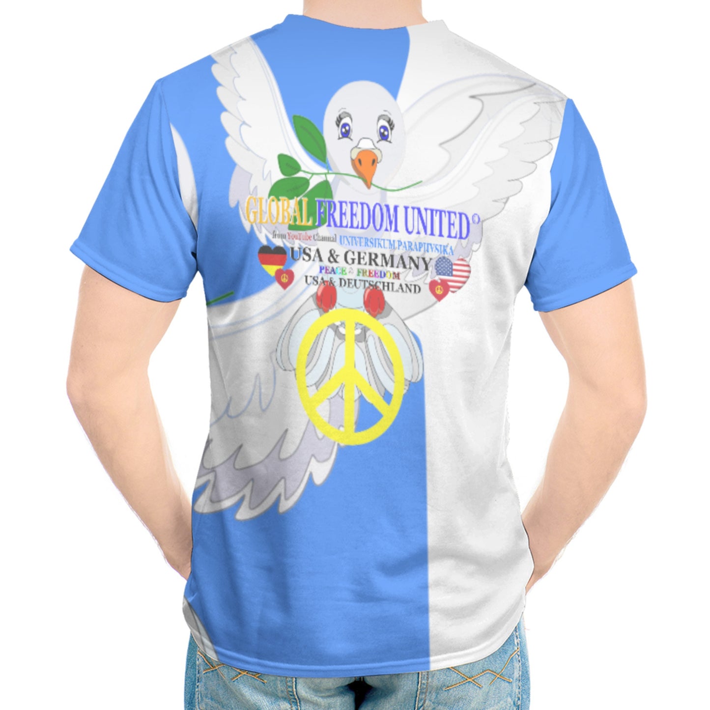 Men´s T-shirt GLOBAL FREEDOM UNITED© Men USA & Germany V1 Blue