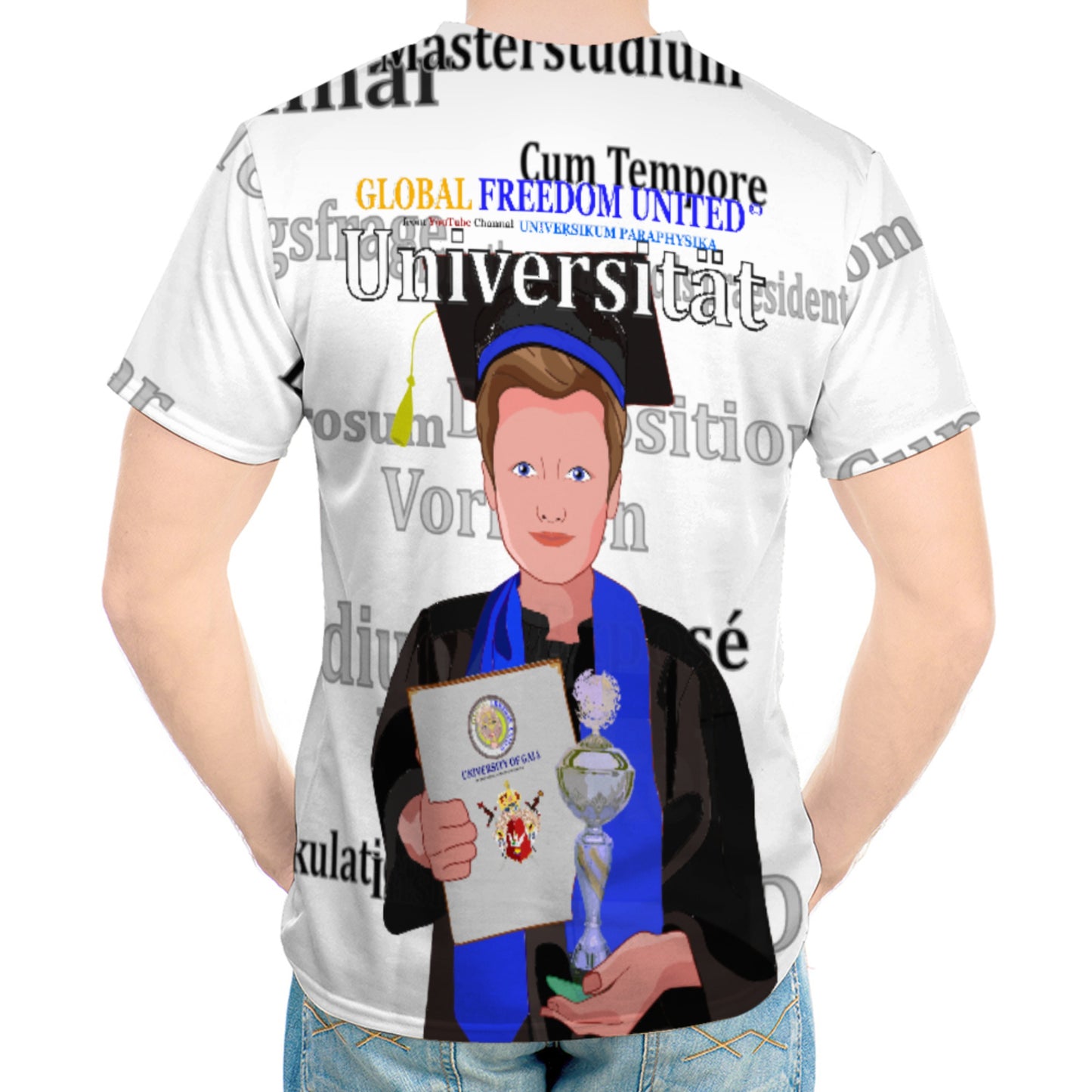 Men´s T-shirt Global Freedom United Student Boy Silver Place Brown Hair 2