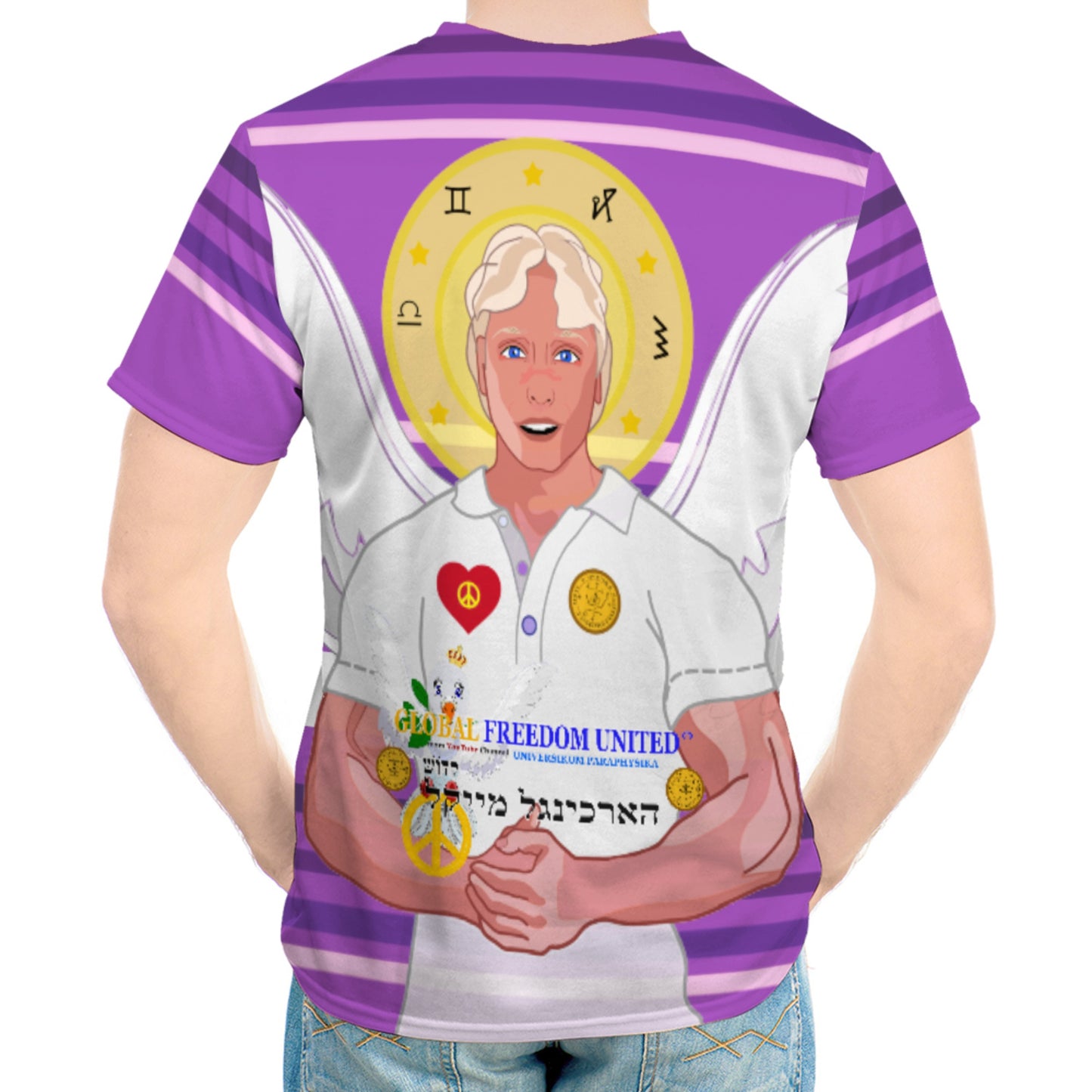 Men´s T-shirt Global Freedom United Archangel Michael Hebrew Lilac