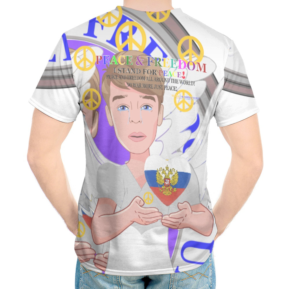 Men´s T-shirt Global Freedom United Peace Angel Russia Version 1