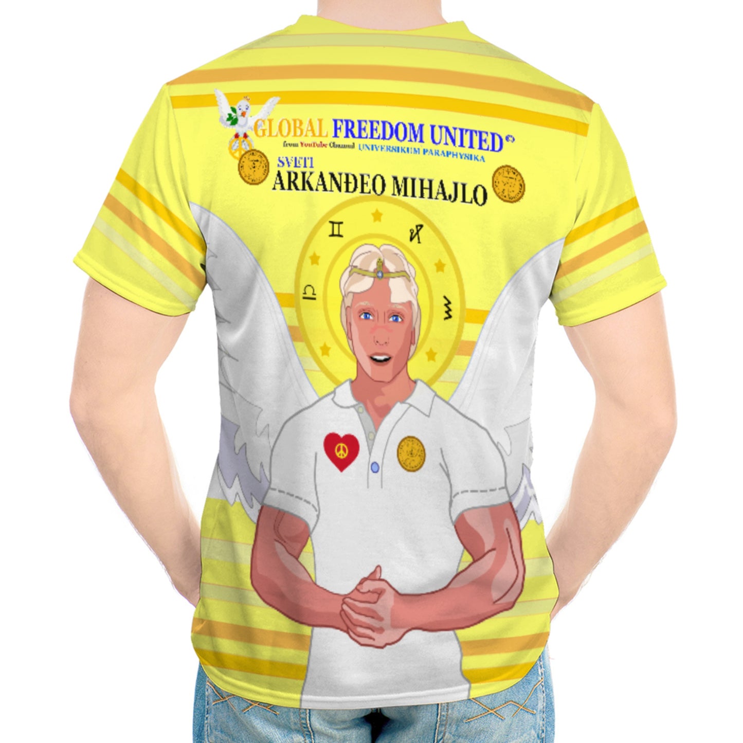 Men´s T-shirt Global Freedom United Archangel Michael Croatia V2 Yellow