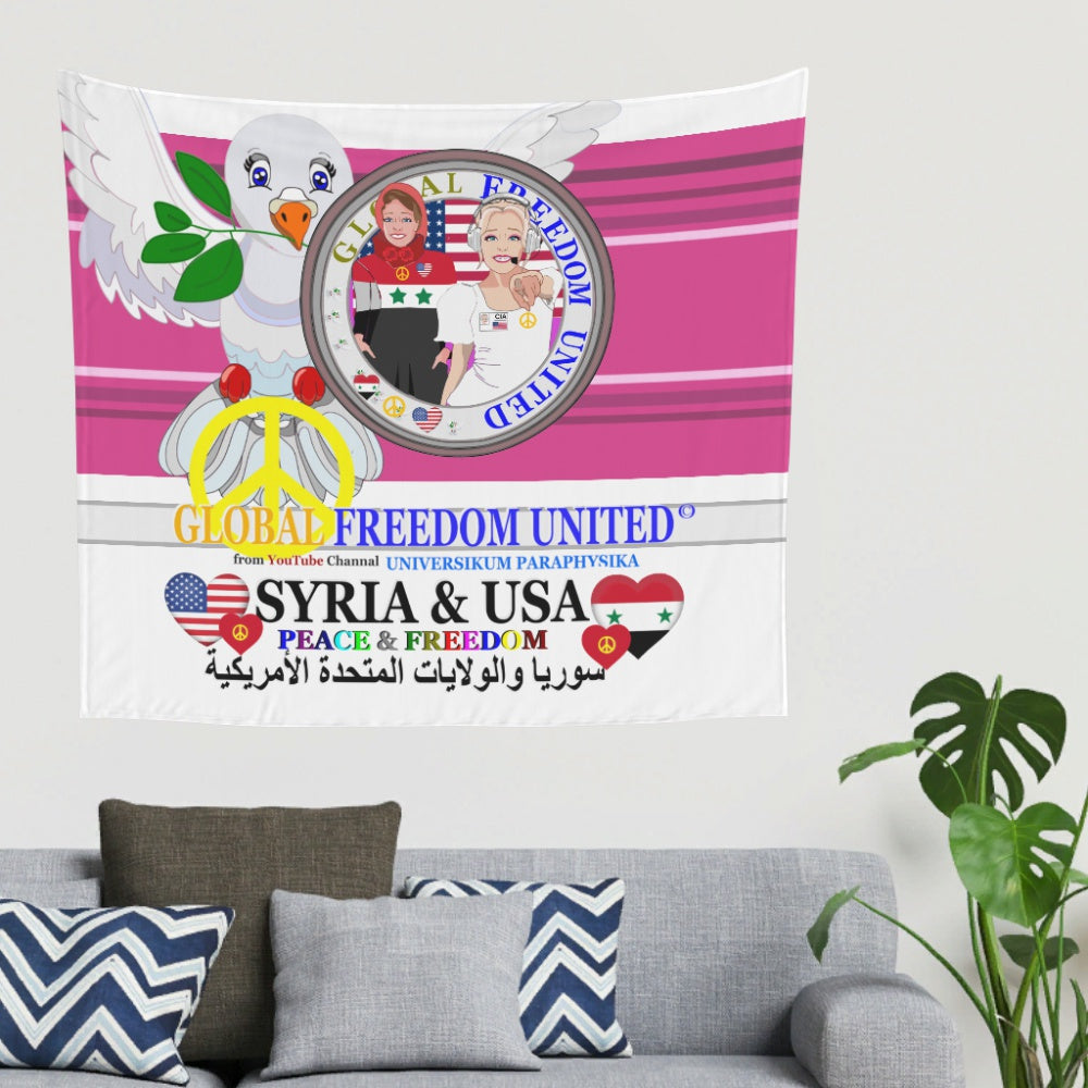 Tapestry Global Freedom United Women Syria & Usa Old Peace Pink